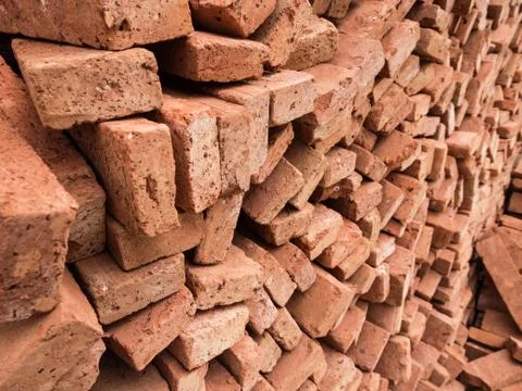 Pile of construction bricks Foto stock