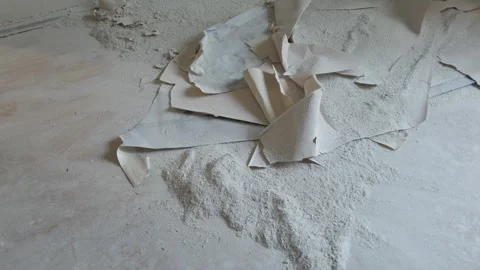 Pile of construction debris on floor during renovations in house. Stock Footage 270950788