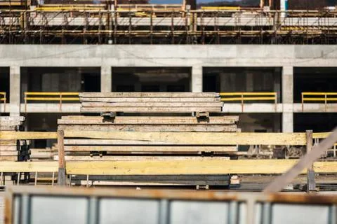 Pile of construction Plank Stock Photos