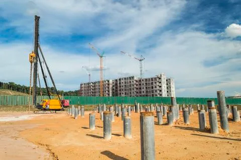 Pile at  construction site Stock Photos