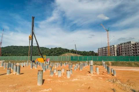 Pile at  construction site Stock Photos