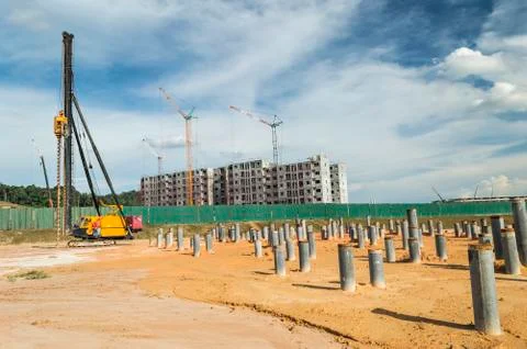 Pile at  construction site Stock Photos