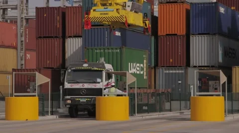 Pile Of Containers At The Port Stock Footage 63086257