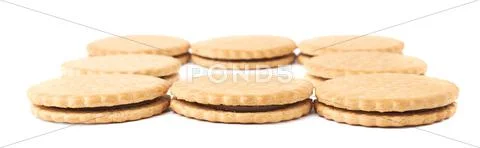 Pile of cookies isolated over the white background Stock Photos
