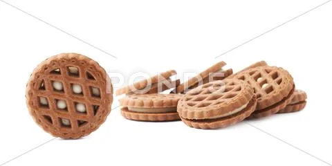 Pile of cookies isolated over the white background Stock Photos