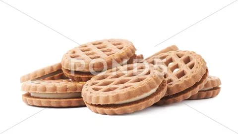 Pile of cookies isolated over the white background Stock Photos