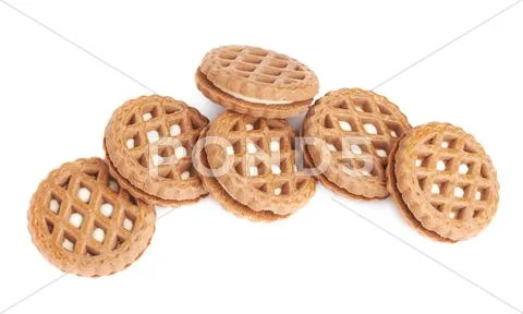 Pile of cookies isolated over the white background Stock Photos