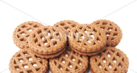 Pile of cookies isolated over the white background Stock Photos