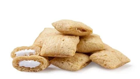Pile of corn pads and two halves close-up on a white background. Isolated Stock Photos