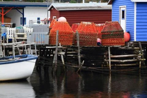 Pile of crab nets on the dock. Stock Photos