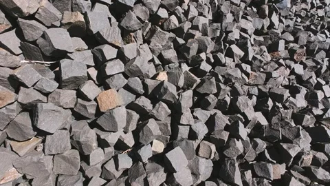 A pile of crushed basalt rock pieces. Stock Footage 318610244