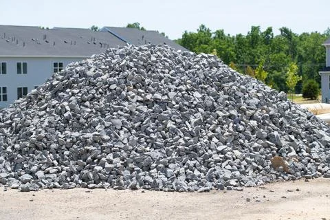 Pile crushed stone for construction Stock Photos