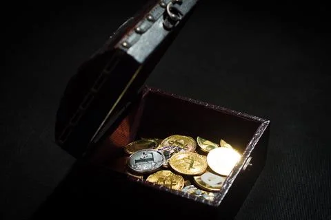 Pile of cryptocurrencies Stock Photos