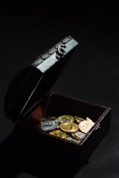 Pile of cryptocurrencies Stock Photos