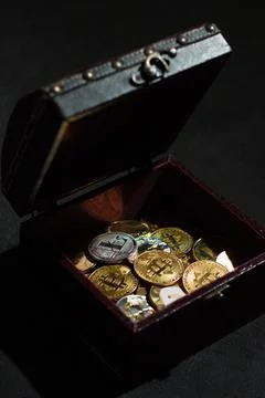 Pile of cryptocurrencies Stock Photos