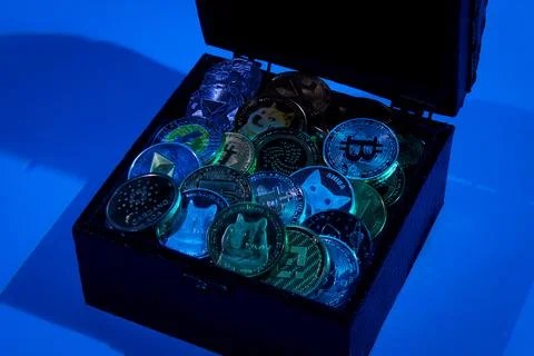 Pile of cryptocurrencies Stock Photos