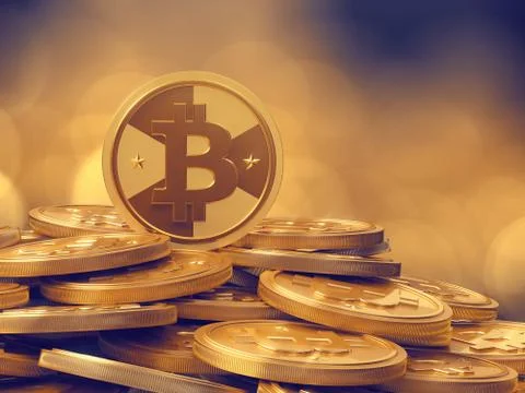 A pile of cryptocurrency - bitcoins Stock Illustration