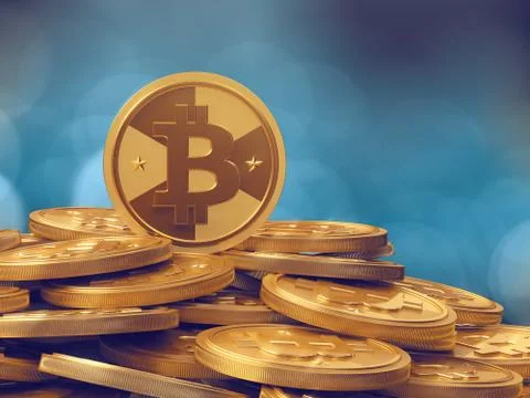 A pile of cryptocurrency - bitcoins Stock Illustration