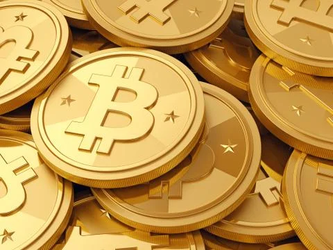 A pile of cryptocurrency - bitcoins Stock Illustration