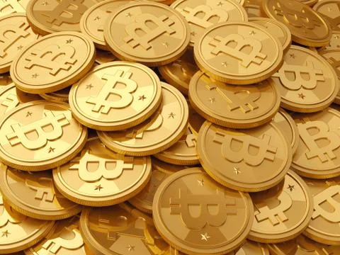 A pile of cryptocurrency - bitcoins Stock Illustration