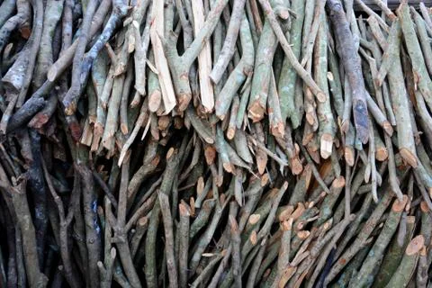 Pile of cut timber background Stock Photos
