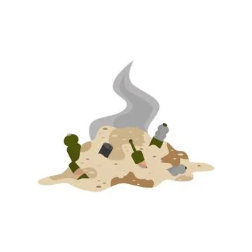 Pile of decaying garbage, environmental pollution problem vector Illustration on Stock Illustration