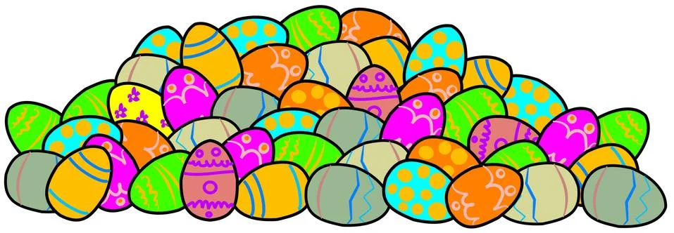 Pile of decorated Easter eggs Stock Illustration