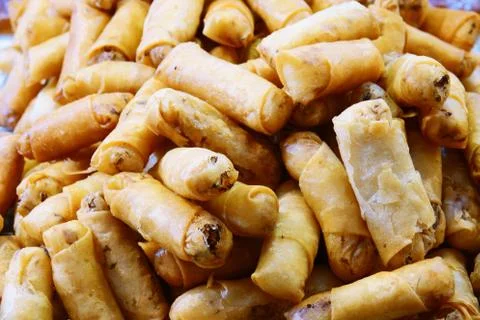 Pile of Deep fried spring rolls (Thai Spring Roll) Stock Photos