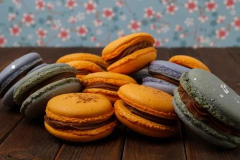 Pile of delicious macaroons Stock Photos