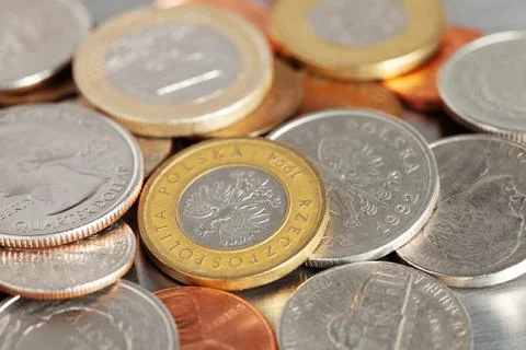 Pile of different coins Stock Photos