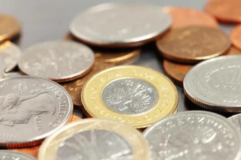 Pile of different coins Stock Photos