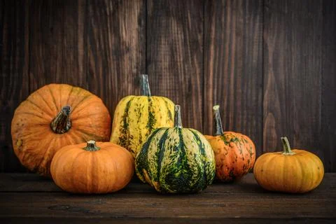 Pile of different raw pumpkins Foto stock