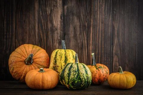 Pile of different raw pumpkins Fotos Stock