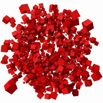 Pile of different sized redcubes. 3d style vector illustration Stock Illustration