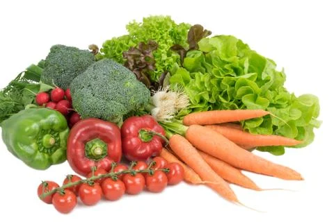 Pile of different types of vegetables Stockfoto's