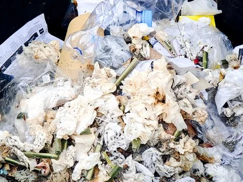 Pile of discarded and assorted waste shows the impact of pollution and unsu.. Stock Photos