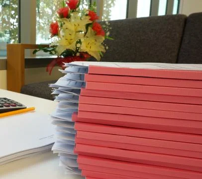 Pile of document and report Stock Photos