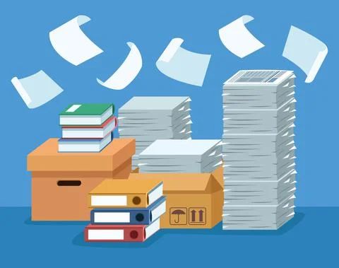 Pile documents in boxes Stockillustratie