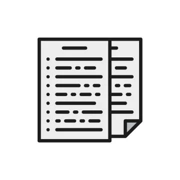 Pile of documents, report, declaration flat color line icon. 스톡 일러스트