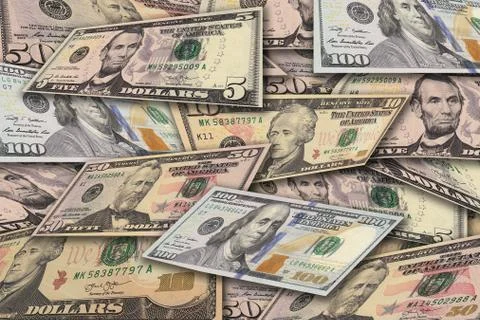 Pile of dollar bills notes Stock Illustration