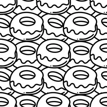 A pile of donuts doodles Stock Illustration
