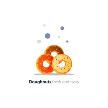 Pile of donuts, tasty doughnuts with different icing with jimmies Illustrazione stock