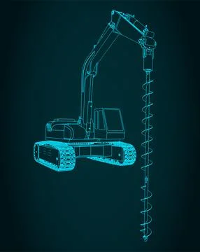 Pile drilling machine Stock Illustration
