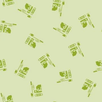 Pile driver civil engineer glyph vector seamless pattern Illustrazione stock
