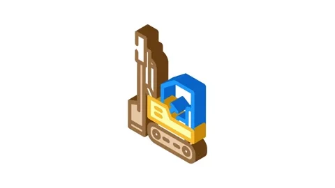 Pile driver civil engineer isometric icon animation Stock Footage 327292008