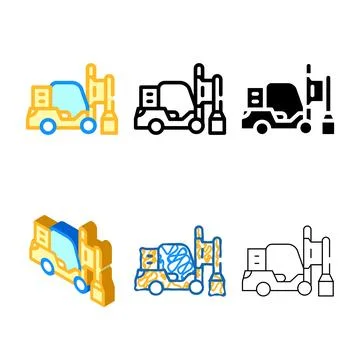 Pile driver color icon vector isolated pack Stock Illustration