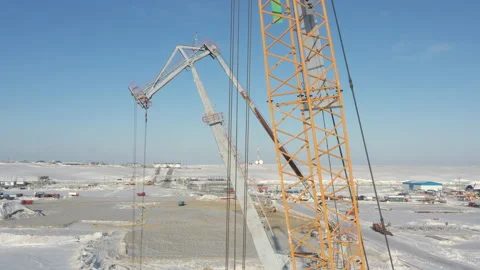 The pile driver drives the pile into the ground. Stock Footage 154202417