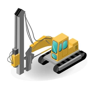 Pile driver isolated on white. EPS 10 opacity 库存插图