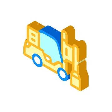 Pile driver isometric icon vector isolated illustration Stock Illustration