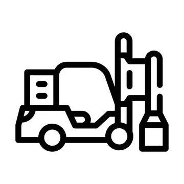 Pile driver line icon vector isolated illustration Illustrazione stock